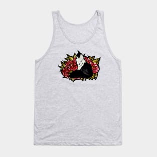 Red Roses Tuxedo Cat Tank Top